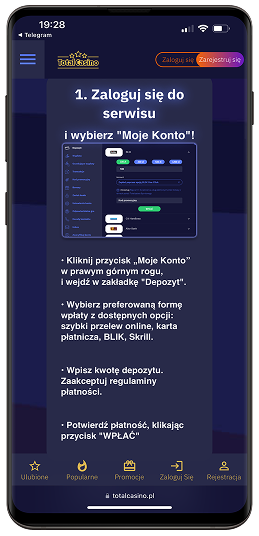 Kroki jak dokonać wpłaty w Total, krok 2